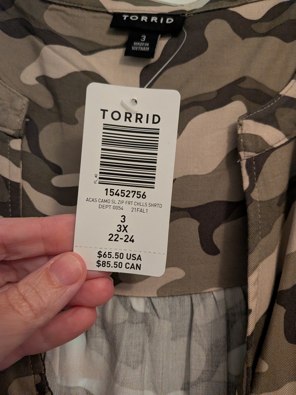 Torrid Camo Print Zip Dress in Green and Tan - Picture 2 of 2